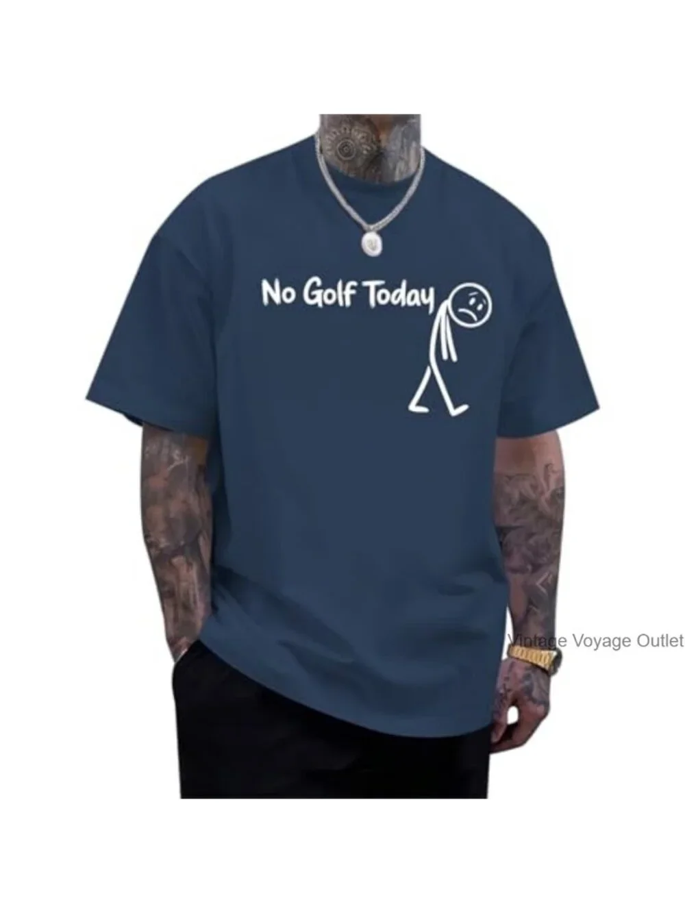 Funny Golf Shirt No Golf Today Graphic Tee for Men Oversized Vintage Cotton